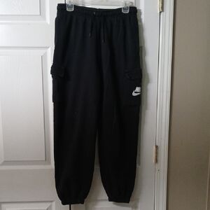 Nike Black workout Jogger sweatpants cuffed hem  Sz M EUC